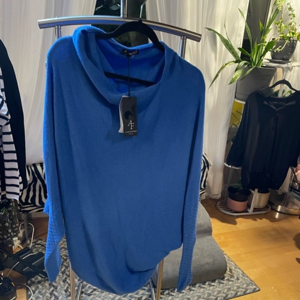 Stylish Cobalt Blue Cowl Neck Sweater